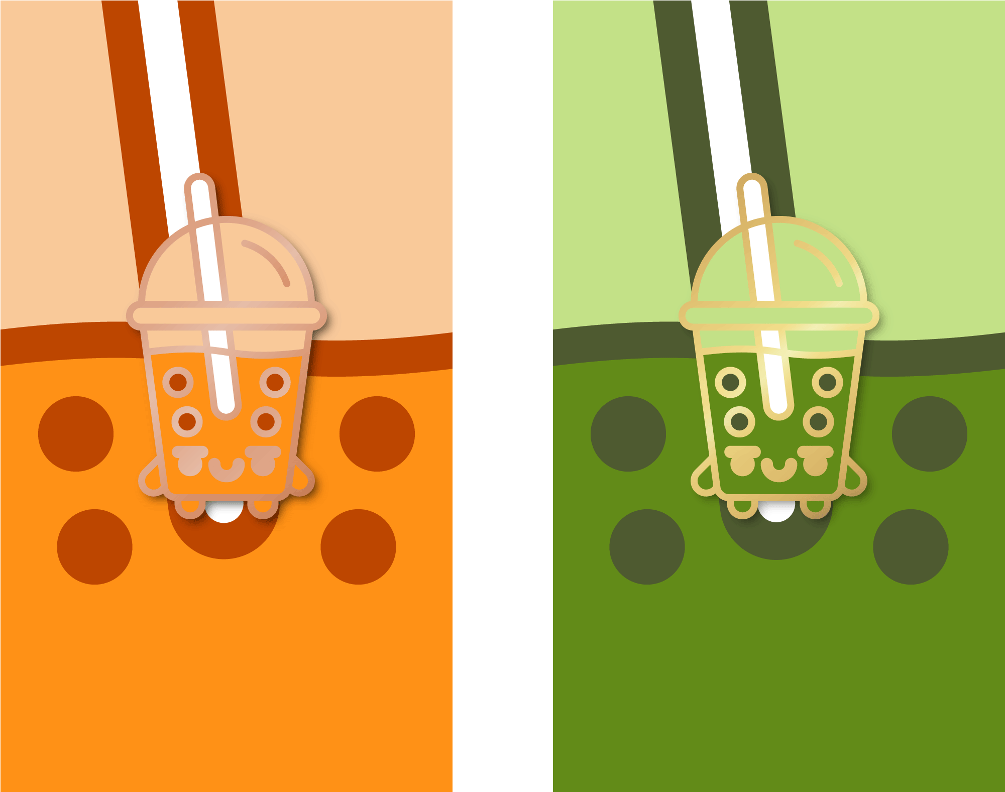 Image Of Thai And Matcha Boba Tea Pins - Illustration (2000x2000), Png Download