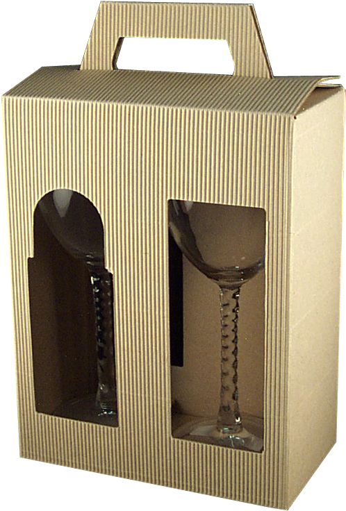Cardboard Gift Box For Two Glasses - Champagne Stemware (662x846), Png Download