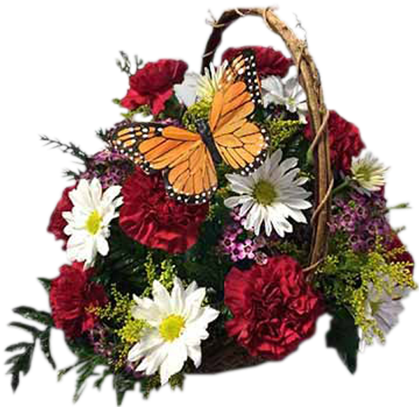 Butterfly Basket - Bouquet (600x600), Png Download