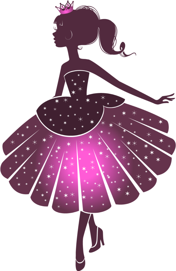 #mq #pink #glitter #princess #girl #silhouette (1024x1024), Png Download