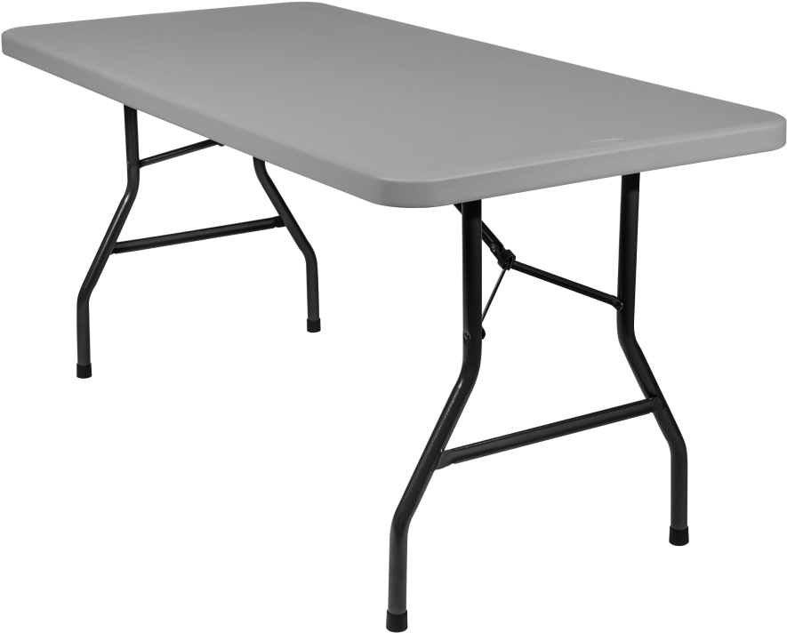 5 Foot Banquet Plastic Blow Mold Folding Table, Grey - Table Pliable D Appoint (910x1155), Png Download