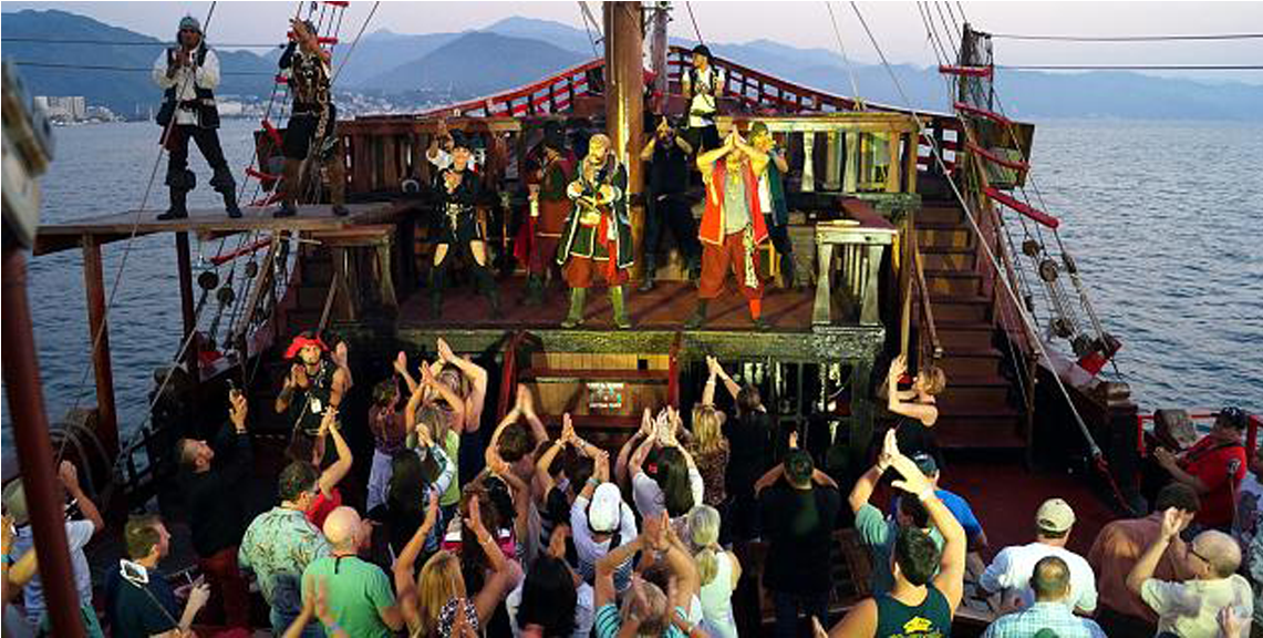 Pirate Ship Night Tour (1140x759), Png Download