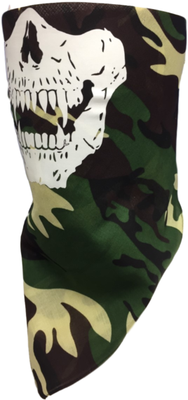 Green Camo Skull Face Mask Glow In The Dark Bandana - Sock (480x640), Png Download