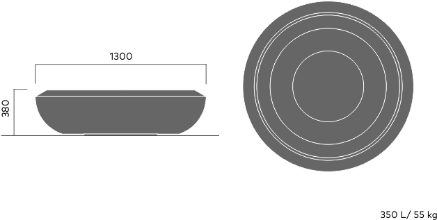 130 Boboli Planter 350l - Circle (760x467), Png Download
