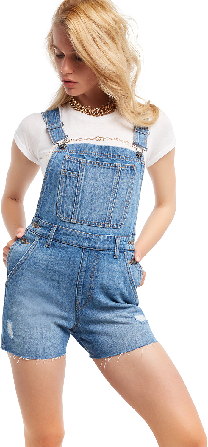 Denim Short Overall In Colour Citadel - One-piece Garment (1000x1500), Png Download
