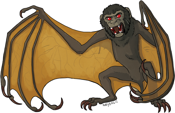 Monkey Bats - Ahool Png (750x545), Png Download