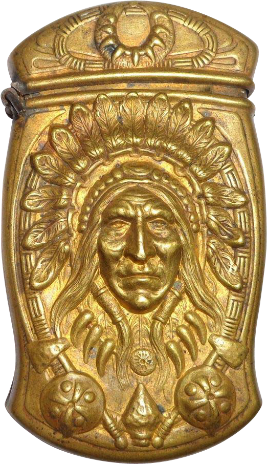 Rare Antique Gorham Brass Indian Head Match Safe Prototype - Antique (905x905), Png Download