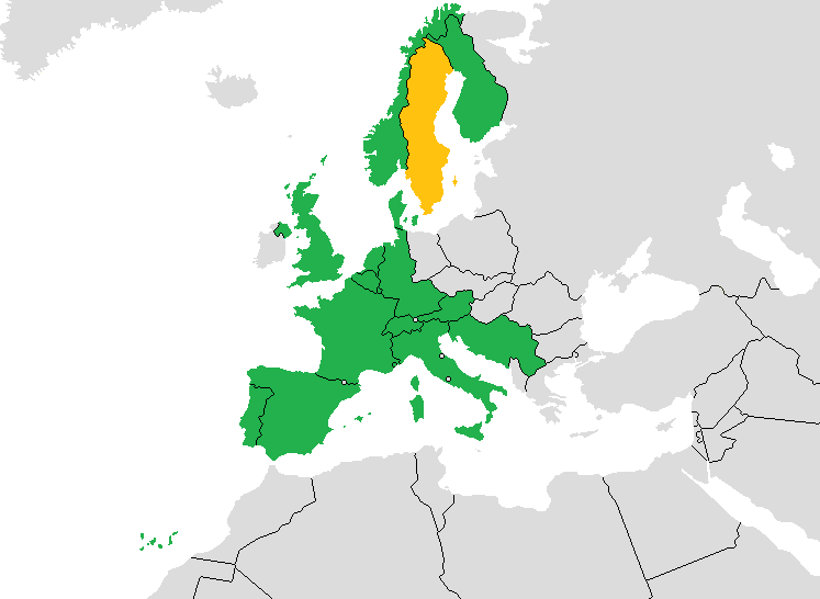Esc 1964 Map - Europe Map (747x546), Png Download