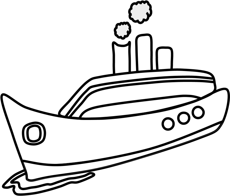 Ship, Smokestack, Png Ship, Smokestack, Black And White - Line Art (816x1056), Png Download