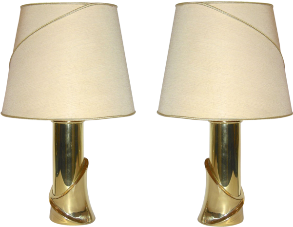 Banci 1960s Italian Pair Of Bronze Lamps With Vintage - Lampshade (600x600), Png Download