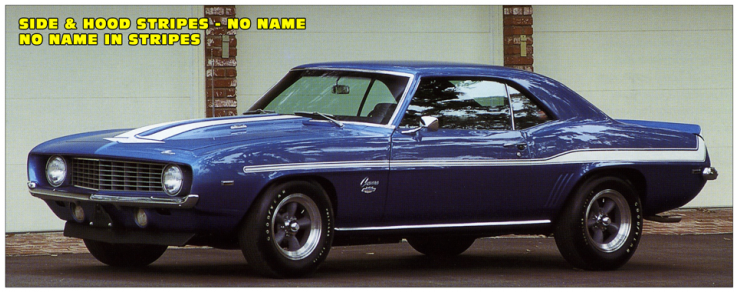 1969 Camaro Side And Hood Stripe Kit - Antique Car (736x460), Png Download