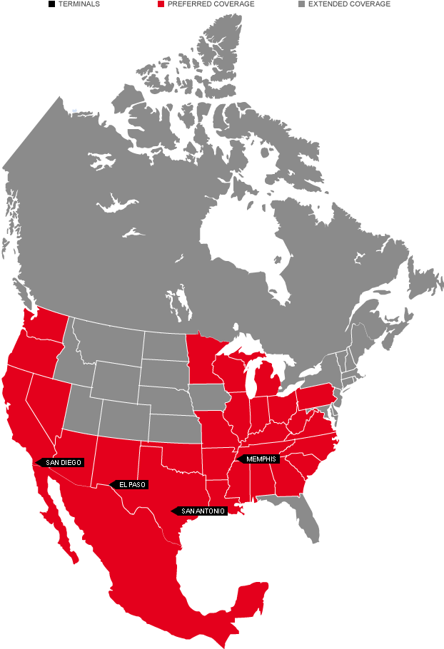 Russell Coverage Area - Canada On North America Map (635x931), Png Download