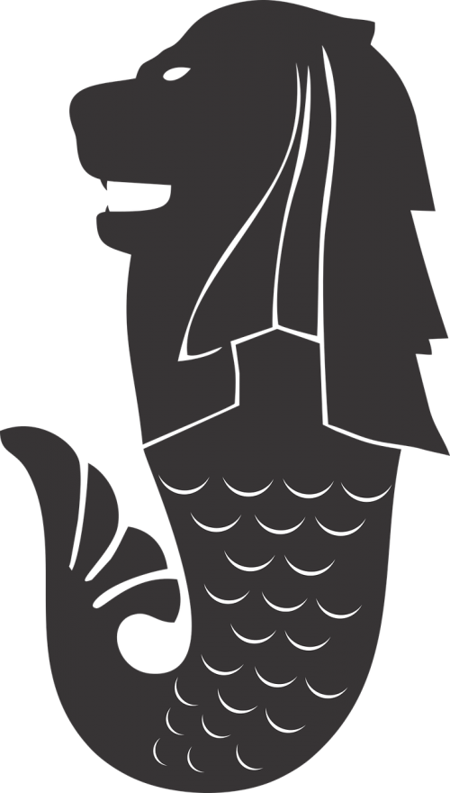Black And White Merlion Png (500x880), Png Download