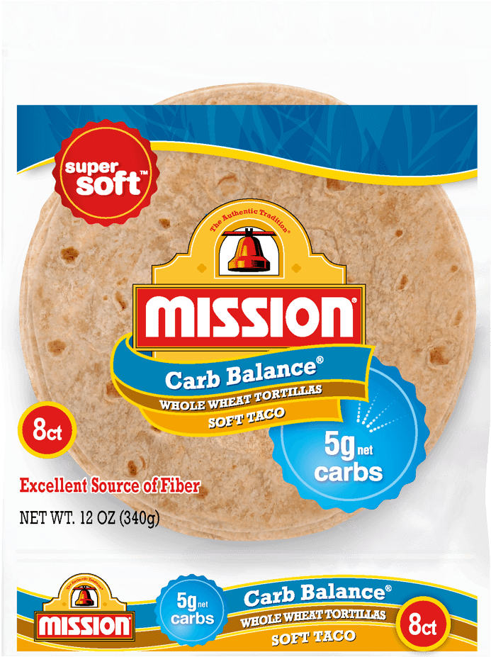 Carb Balance Soft Taco Whole Wheat Tortillas - Mission Low Carb Tortillas (880x940), Png Download