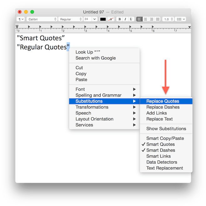 Managing Smart Quotes In Os X - Menu (674x670), Png Download