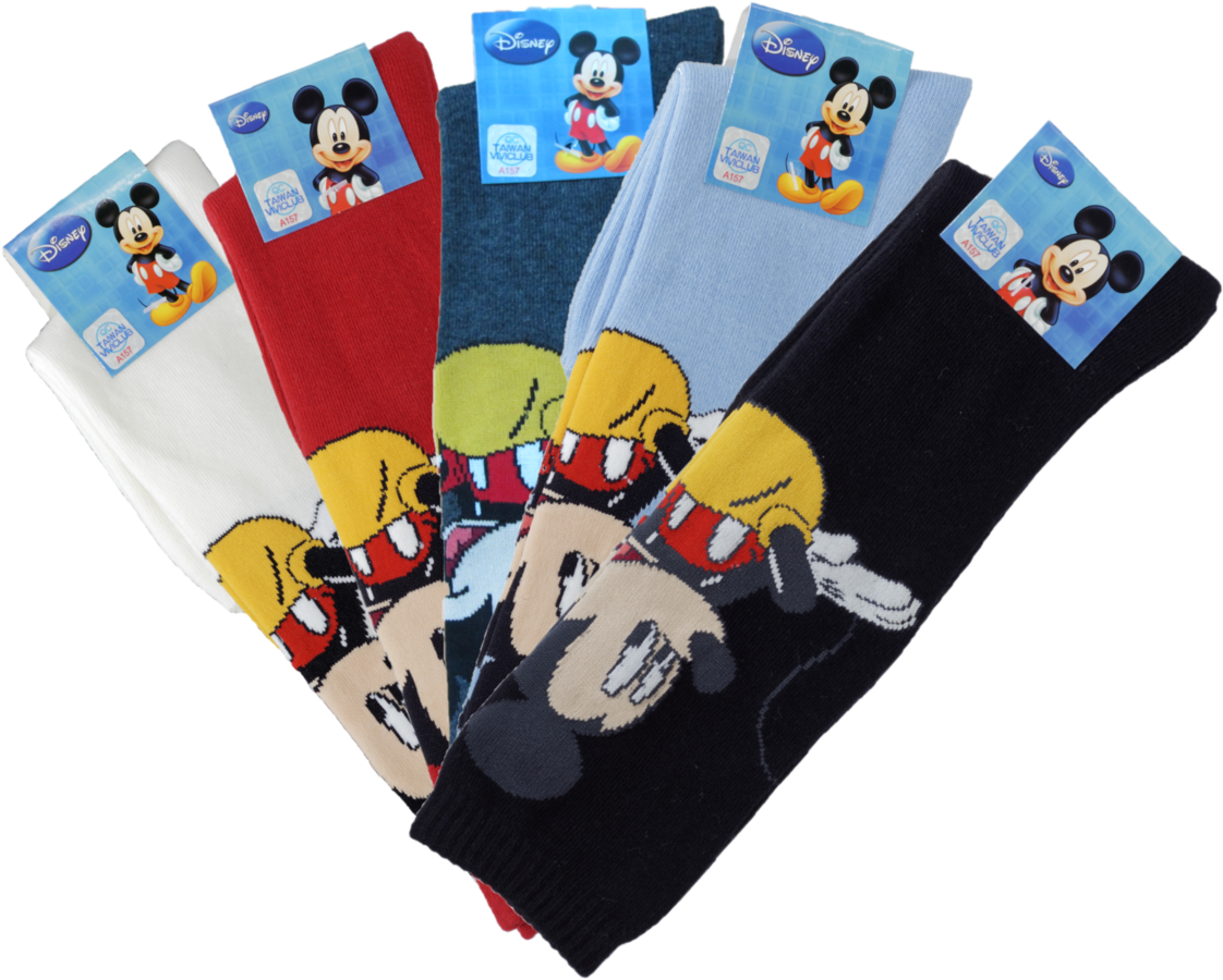 12 Pairs,mickey Mouse Cartoon Cotton Long Socks - Sock (1200x940), Png Download