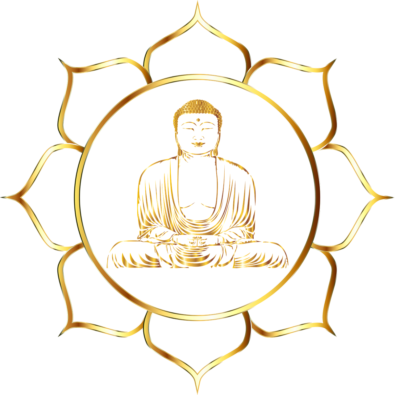 Buddha, Buddhism, Flower, Line Art, Lotus, Meditation - Buddha Symbol (1280x1280), Png Download