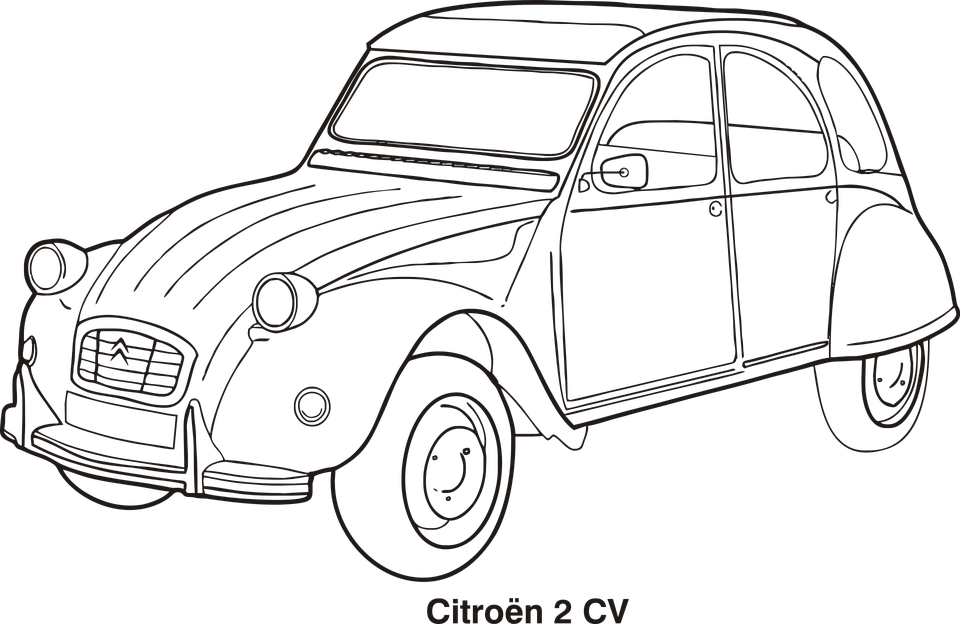 Car Outline Png - Citroen 2cv Drawing (960x624), Png Download
