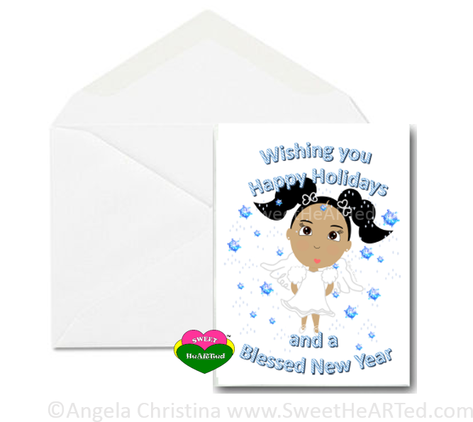 Holiday Card Snow Angel Carmen - Cartoon (708x618), Png Download