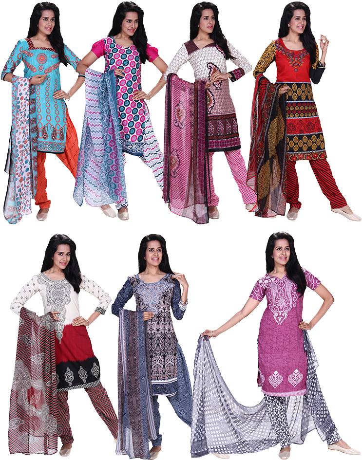 Download Heroine 7 Unstitched Dress Materials Silk Full Size PNG