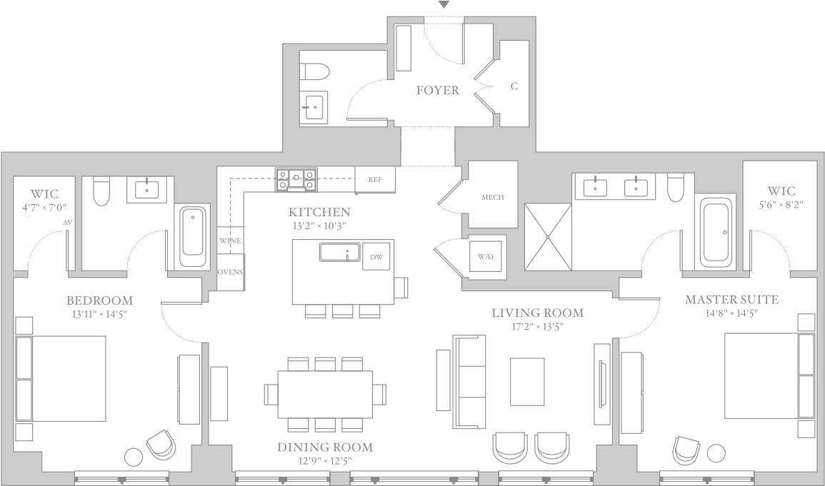 Trump Tower Condo That Steve Harvey Rented Sells For - Floor Plan (1224x792), Png Download