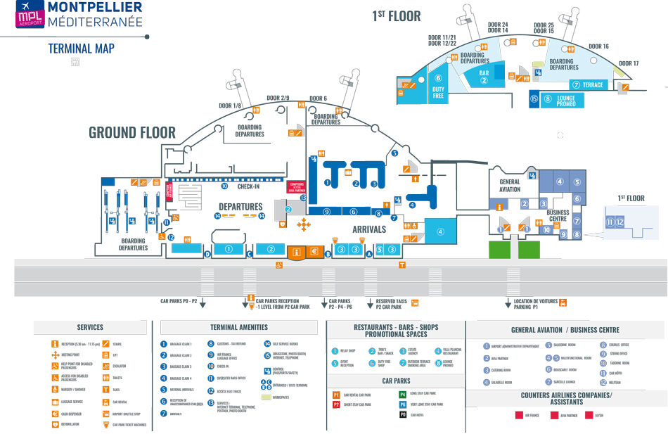 Terminal Map - Montpellier Airport - Terminal Montpellier Airport (950x617), Png Download