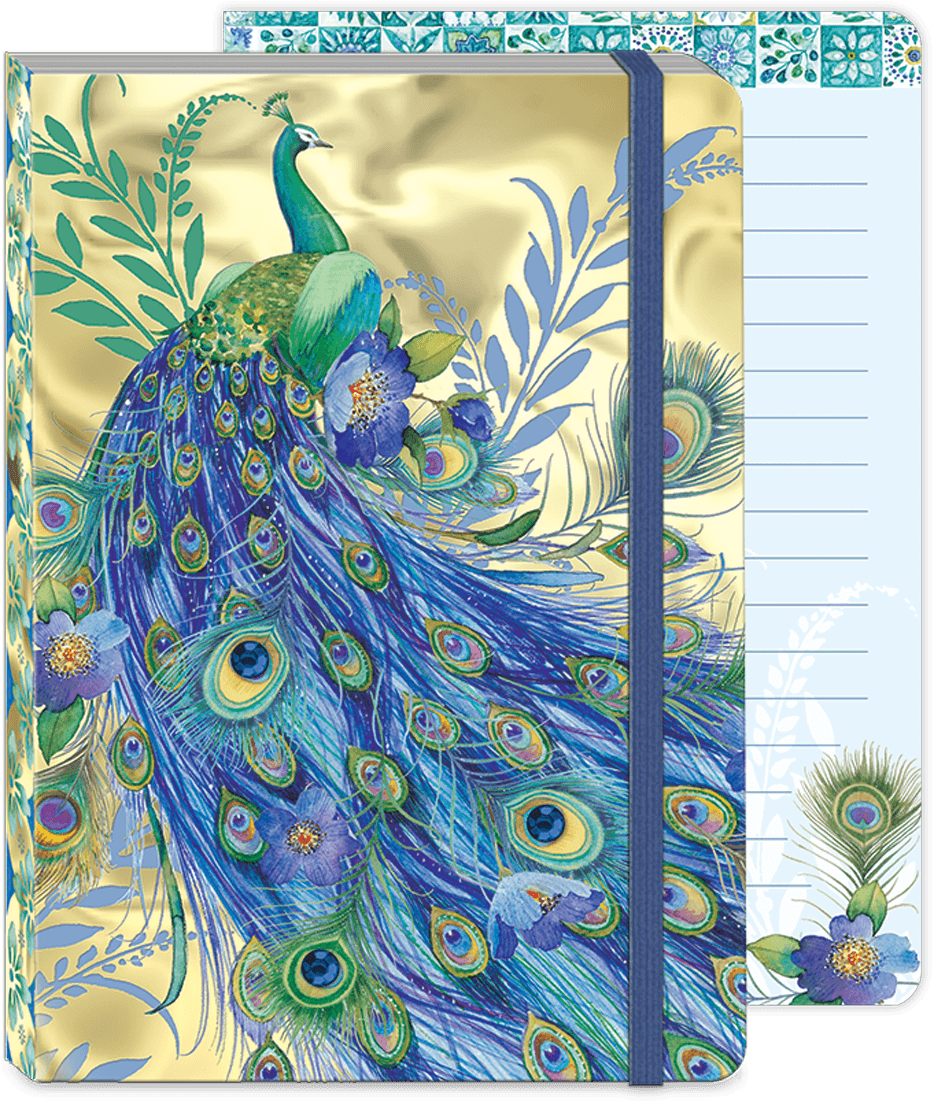 Peacock Gold Soft Cover Journal - Tiffany Displaying Peacock Foiled Journal Inside (1200x1200), Png Download