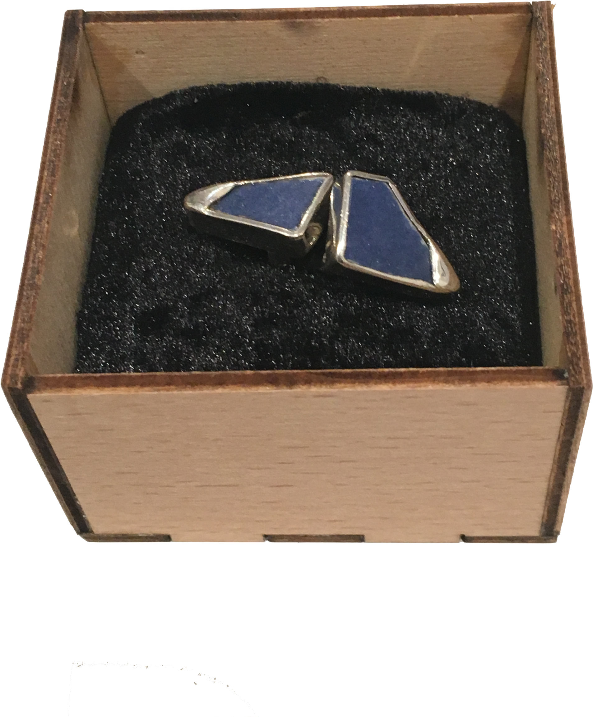 Sterling Silver Ceramic Handcrafted Navy Cufflinks - Wood (2000x2667), Png Download