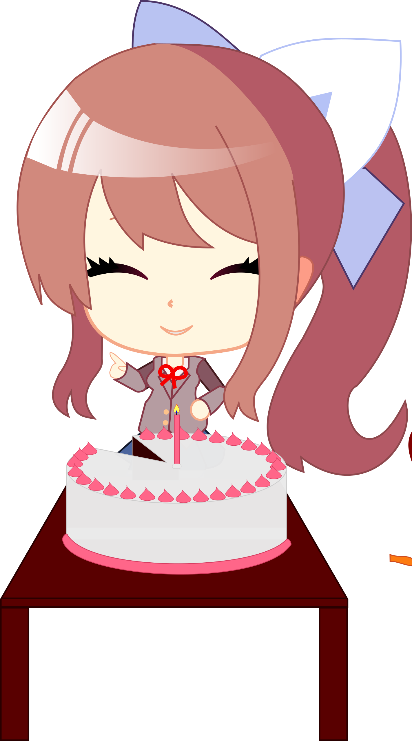 Monika And The Cake - Sayori Doki Doki Literature Club Chibi Png (1422x2559), Png Download