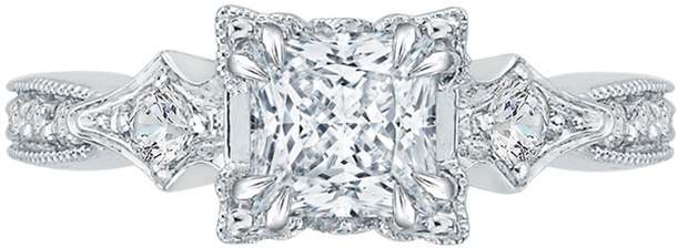 Carizza 18k White Gold Carizza Semi Mount Engagement - Engagement Ring (800x800), Png Download