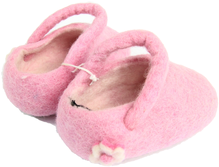 Wool Felt Pink Baby Shoes - Slipper (1280x853), Png Download
