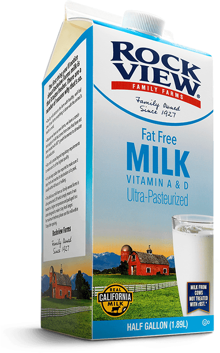 Fat-free Milk Ultra Pasteurized - Rockview Farms (450x733), Png Download
