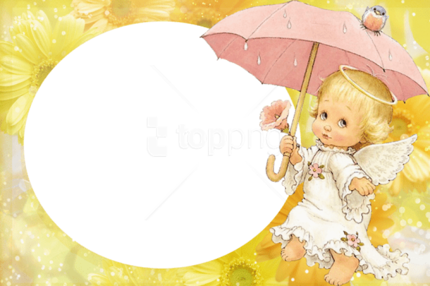 Free Png Best Stock Photos Yellow Transparent Kids - Pink Angel Frame Png (850x567), Png Download