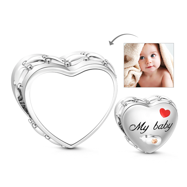 "my Baby Is Angel"made Of 925 Sterling Silver Uniquely - Heart (600x600), Png Download