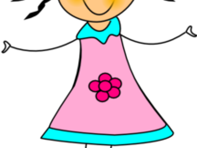 Happy Child Clipart - Happy Girl Clipart Black And White (640x480), Png Download
