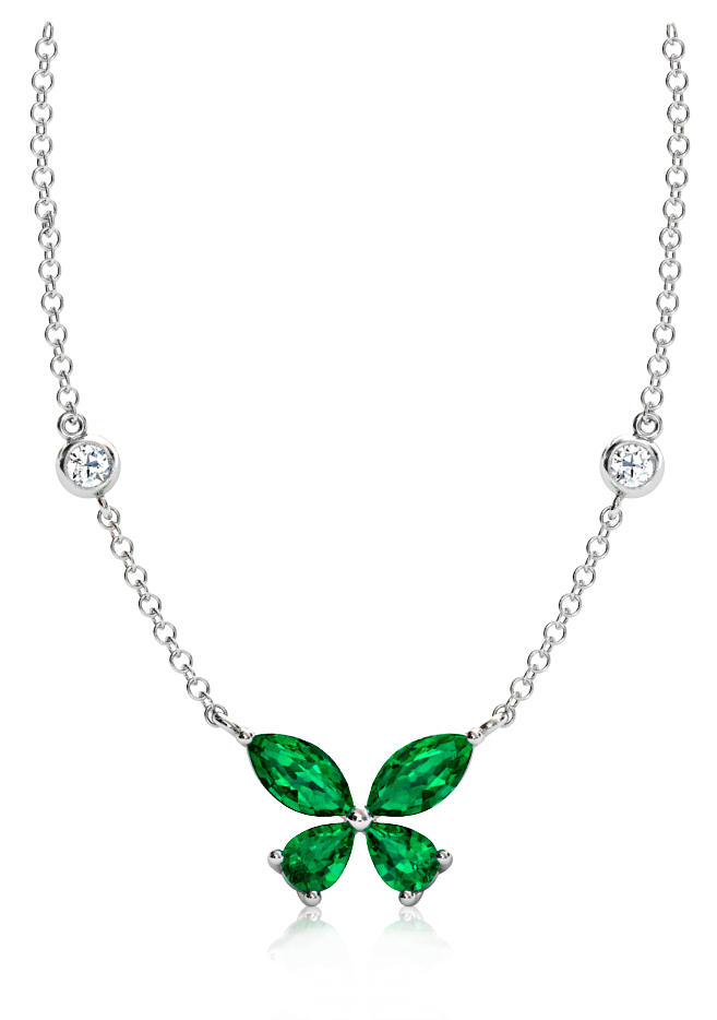 Emerald Butterfly Necklace - Necklace (1024x1024), Png Download