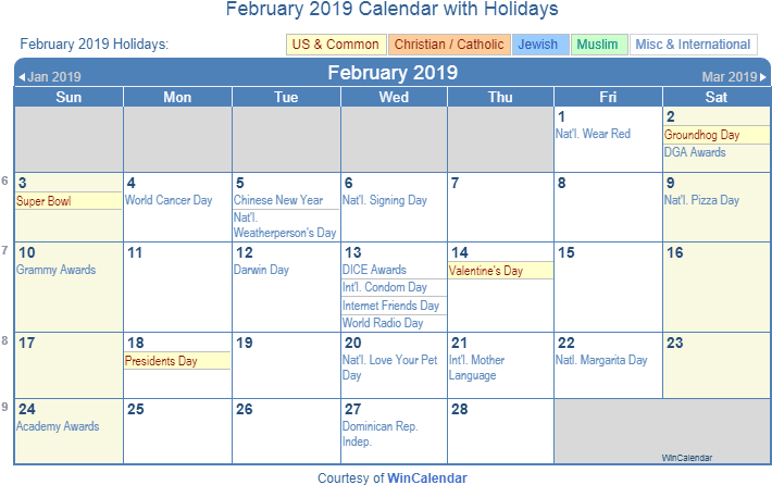 February 2019 Calendar Template February 2019 Calendar - Family Day 2019 Canada (720x458), Png Download