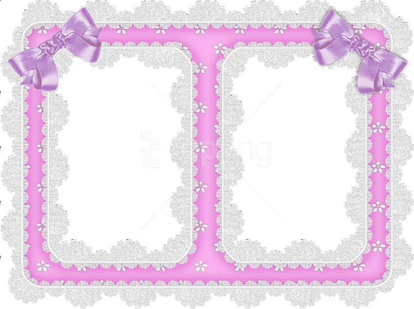 Free Png White Lace And Purple Ribbon Transparent Frame (850x634), Png Download