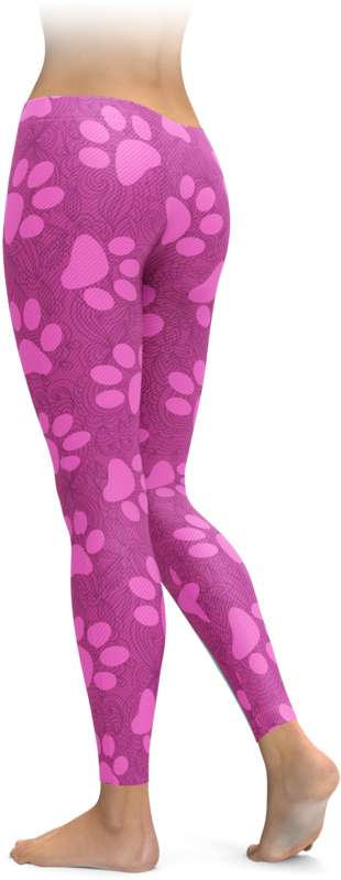 Pink Lace & Paws Leggings - Leggings (740x895), Png Download