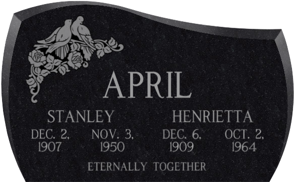 April Upright - Headstone Images Black Granite (600x575), Png Download