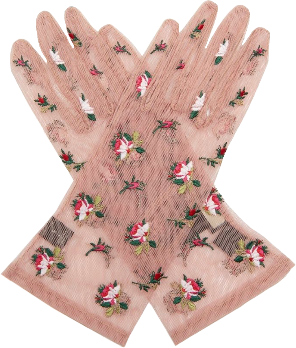 #lace #gloves #delicate #pink #embroidered #girly #cute - Gucci Embroidered Gloves (1024x1203), Png Download
