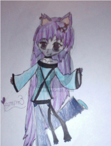 Anime Neko Girl - Sketch (640x480), Png Download
