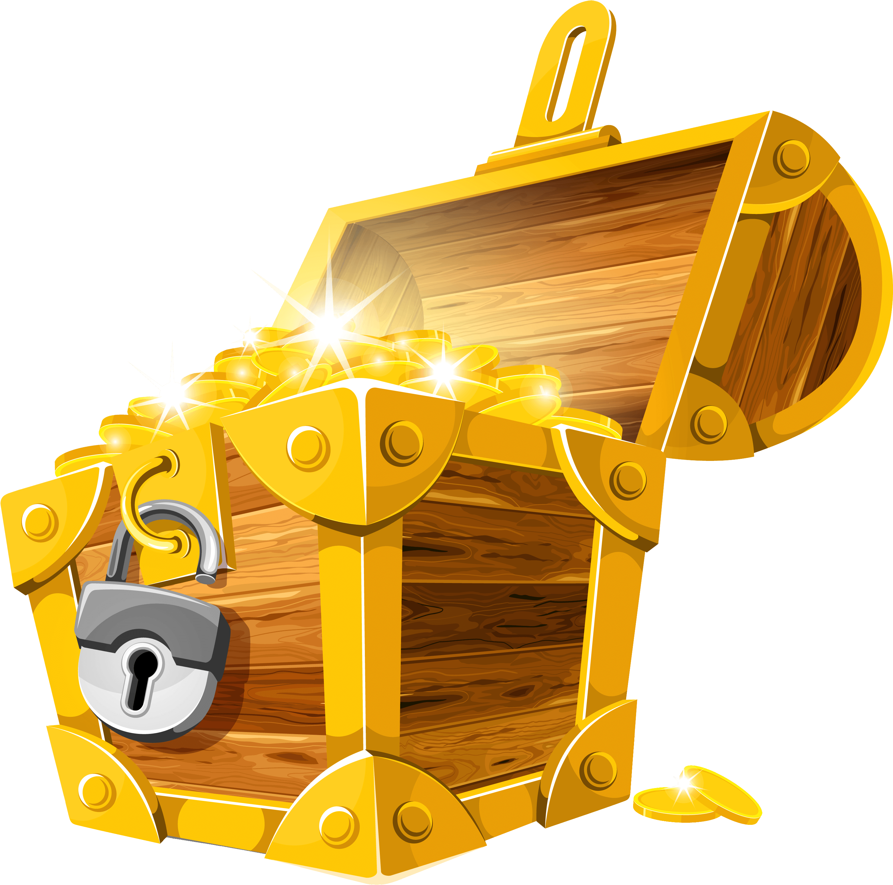 Gold Coins Treasure Chest Png Clipart Picture - Gold Treasure Chest Png (3208x3106), Png Download