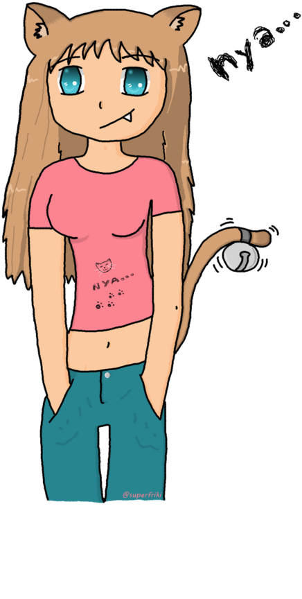 Neko Girl - Cartoon (667x1000), Png Download