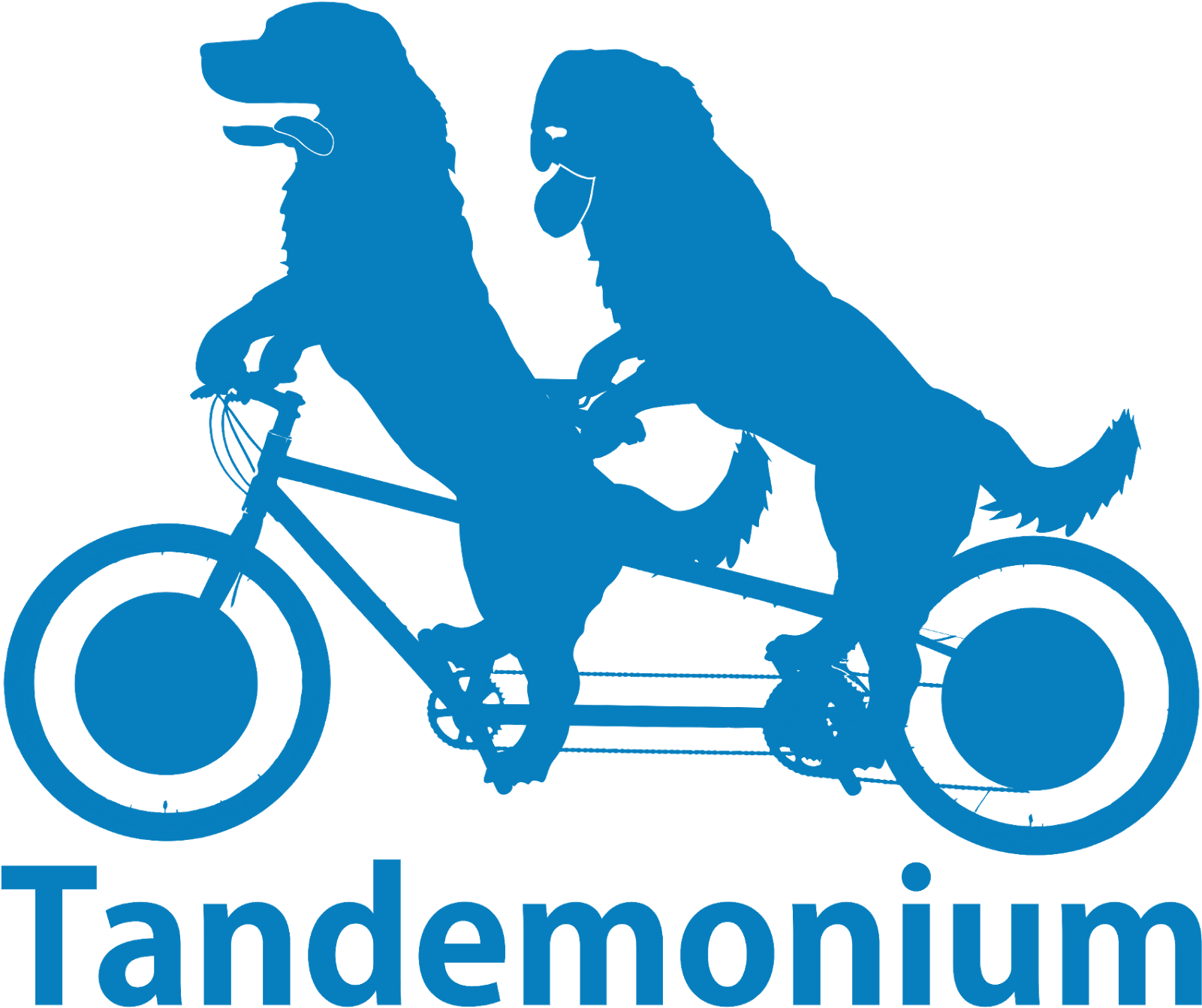 A Light Blue Silhouette Of Two Dogs Riding A Tandem - Graphic Design (1600x1600), Png Download