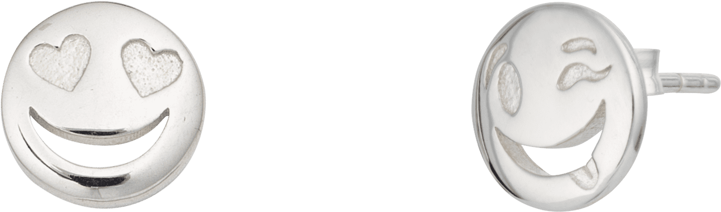 Silver Emoji Stud Earrings With ' - Earrings (2307x2307), Png Download