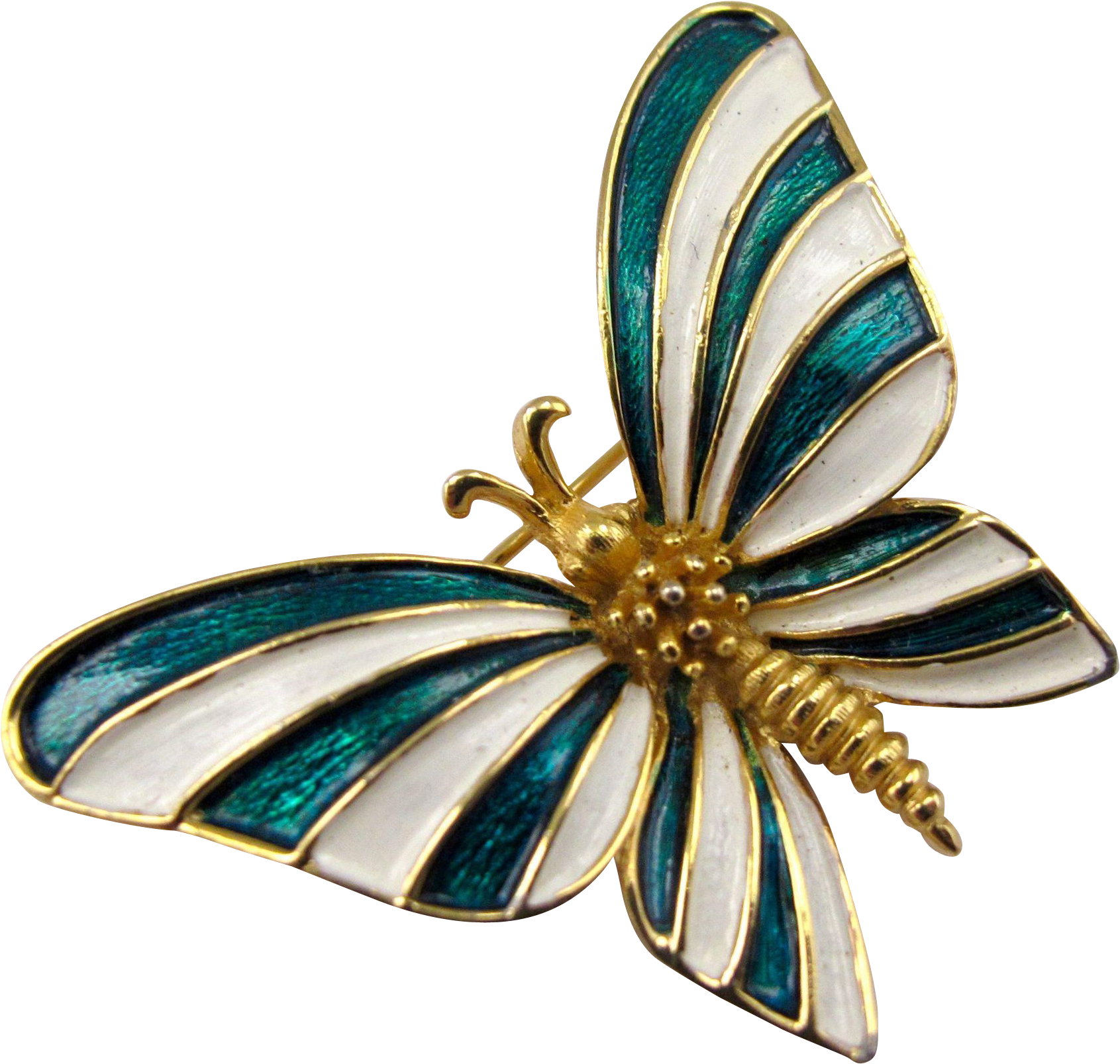 Boucher 9420 Green And White Enamel Butterfly Pin ♥≻☆≺♥ - Swallowtail Butterfly (1690x1690), Png Download