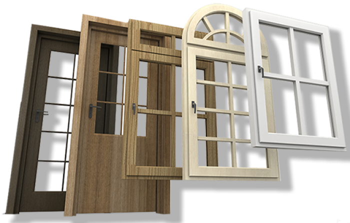 Windows & Doors - Wooden Door And Window (700x446), Png Download