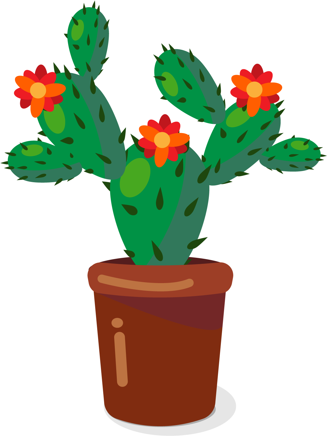 Cactaceae Plant Flowerpot - Flower Pot Cartoon Png (2084x2084), Png Download