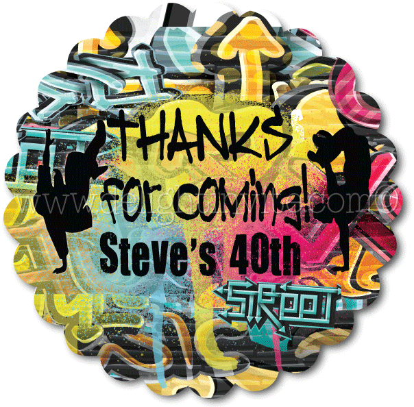 80's 90's Hip Hop Graffiti Birthday Favor Tag - Illustration (612x612), Png Download